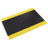 Crown Tuff-Spun 3/8" Ribbed Dry Area Anti-Fatigue Mat - 2' x 3', Black/Yellow